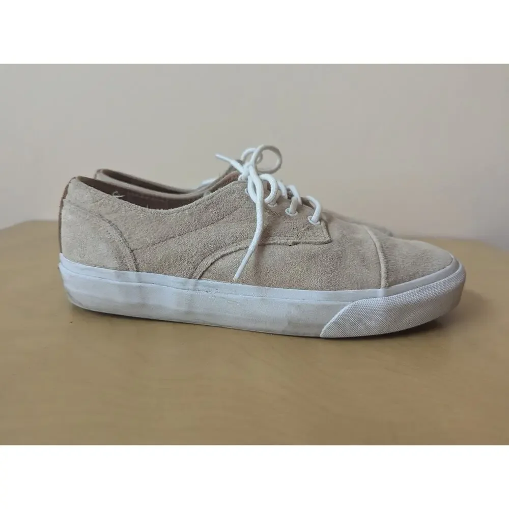 Vans Classic Lace Up Pig Suede Ginger Tan White Sneakers Low-Top Shoes Mens 8